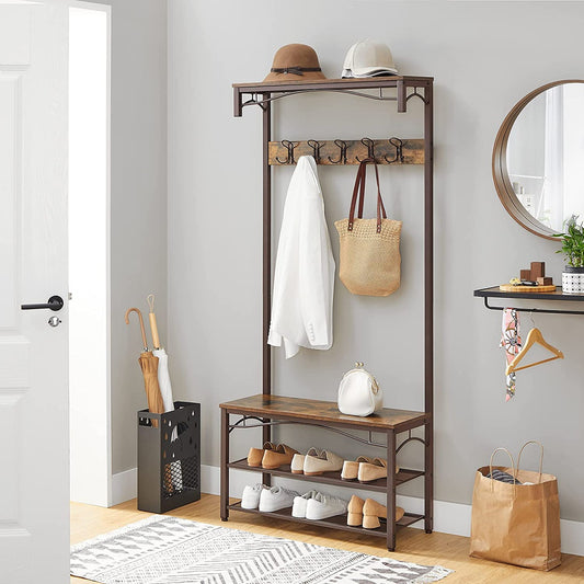 VASAGLE Rustic Brown 3 in 1 Coat Rack