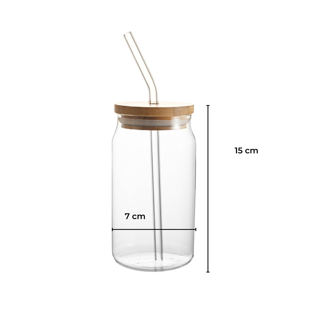 GOMINIMO 6 Pcs Clear Drinking Glasses with Bamboo Lids and Glass Straw