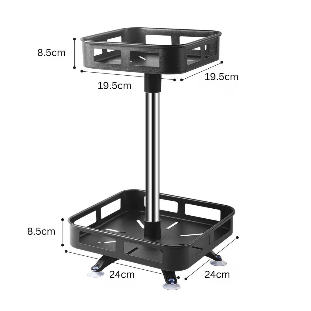 GOMINIMO Black 2 Tier Rotating Spice Rack Square Shape