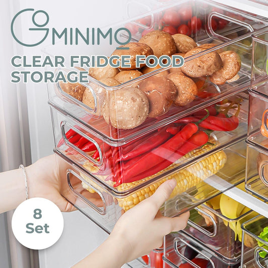 GOMINIMO Set of 8 Clear Fridge Food Storage Containers