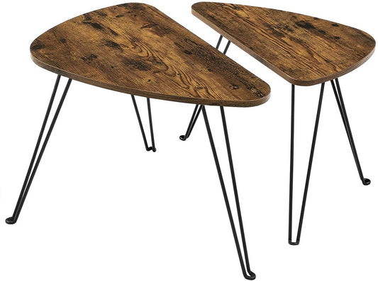 VASAGLE Rustic Brown Set of 2 Nesting Tables