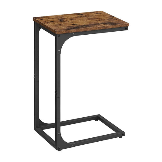 VASAGLE Vintage Brown and Black Slim End Table with Metal Frame