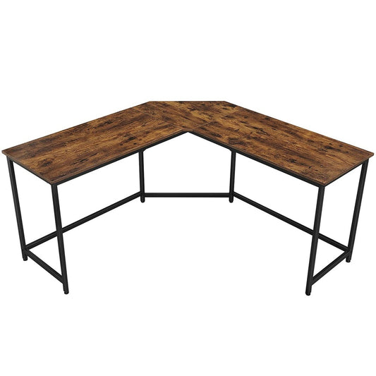 VASAGLE Rustic Brown and Black L-Shaped Computer Desk