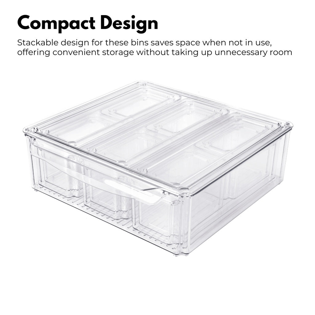 GOMINIMO 10 Pack Clear Stackable Fridge Organiser Bins with Lids