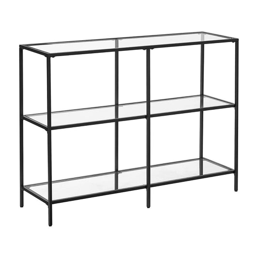 VASAGLE Steel Frame Storage Rack Console Sofa Table with 3 Shelves and Tempered Glass