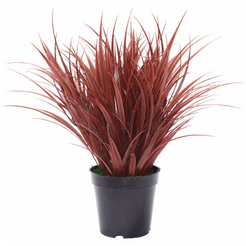 38cm Artificial Potted Dense Burgundy Grass
