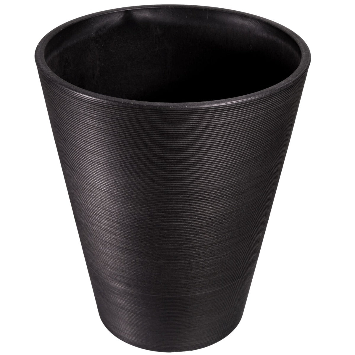 Decorative Textured Round Black Planter 47cm - BM House & Garden