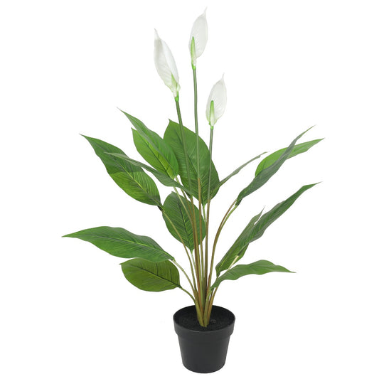 Artificial Flowering White Peace Lily / Calla Lily 95cm - BM House & Garden