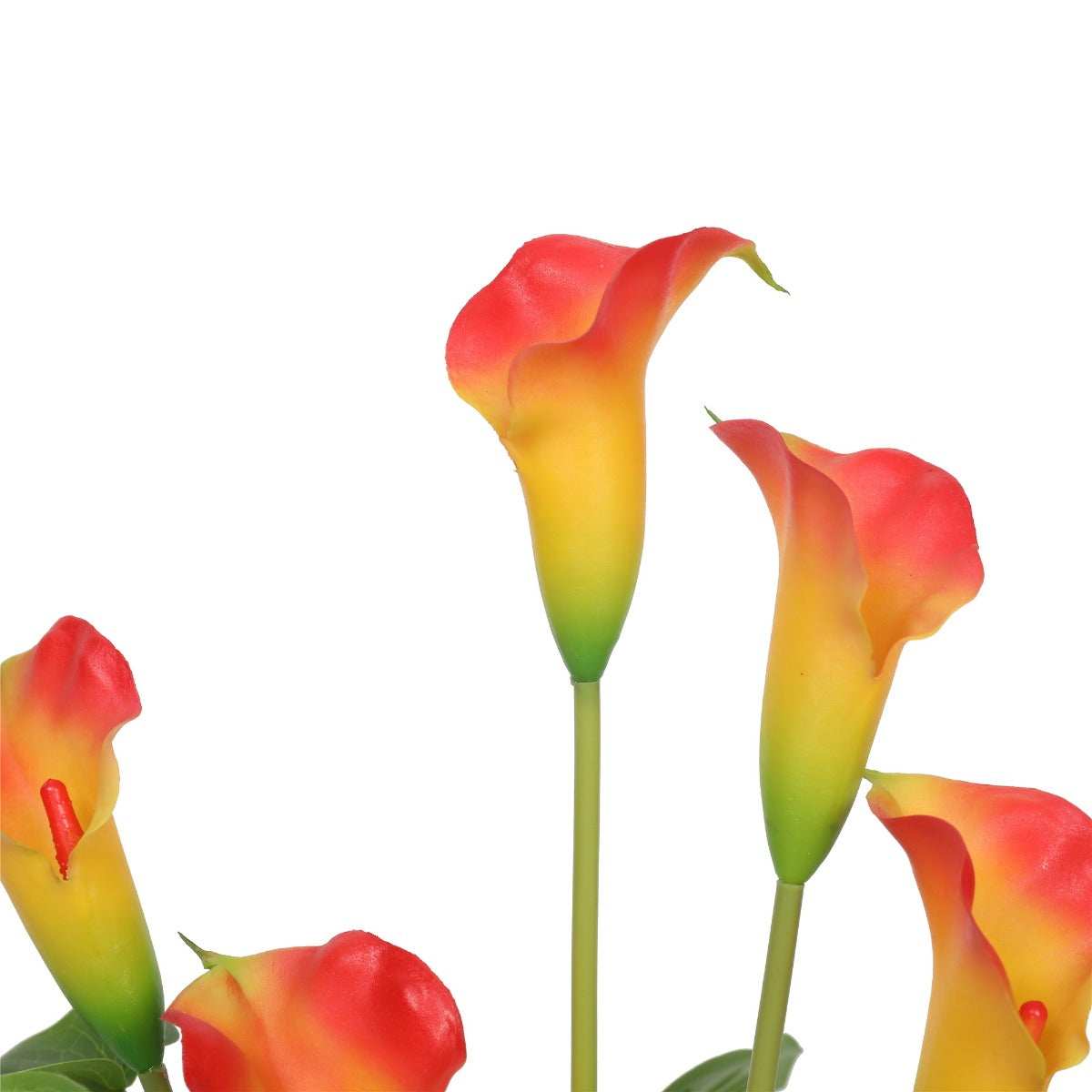 Artificial Flowering White & Orange Peace Lily / Calla Lily Plant 50cm - BM House & Garden