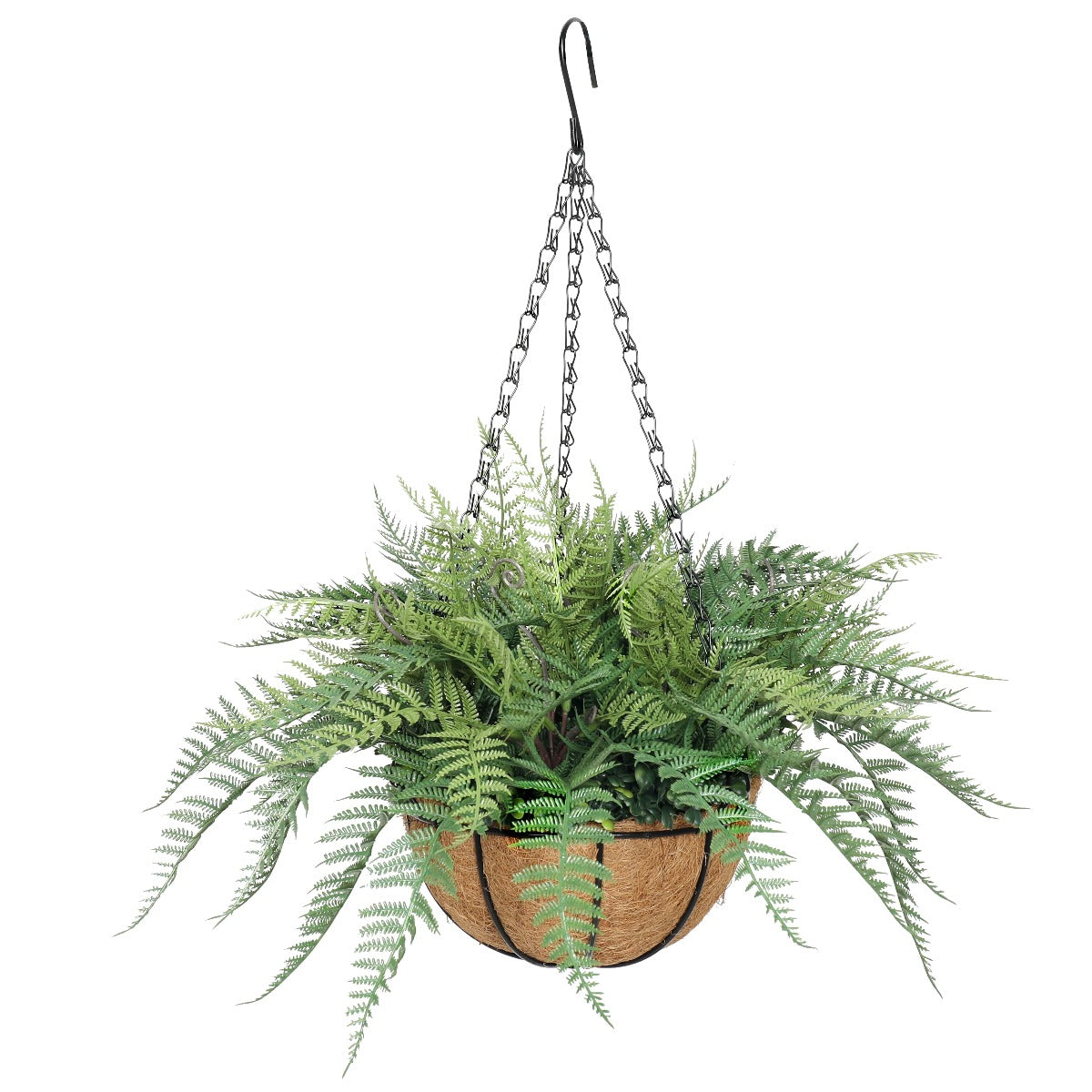 Potted Fern Hanging Basket (Fresh Green) UV Resistant 55cm - BM House & Garden
