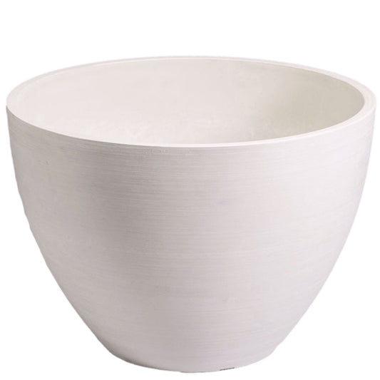 Polished Vintage White Planter Bowl 30cm - BM House & Garden