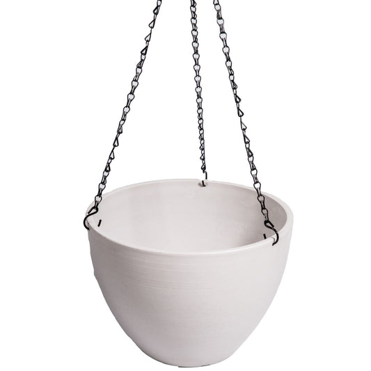 Hanging Rustic White Plastic Pot with Chain 30cm - BM House & Garden