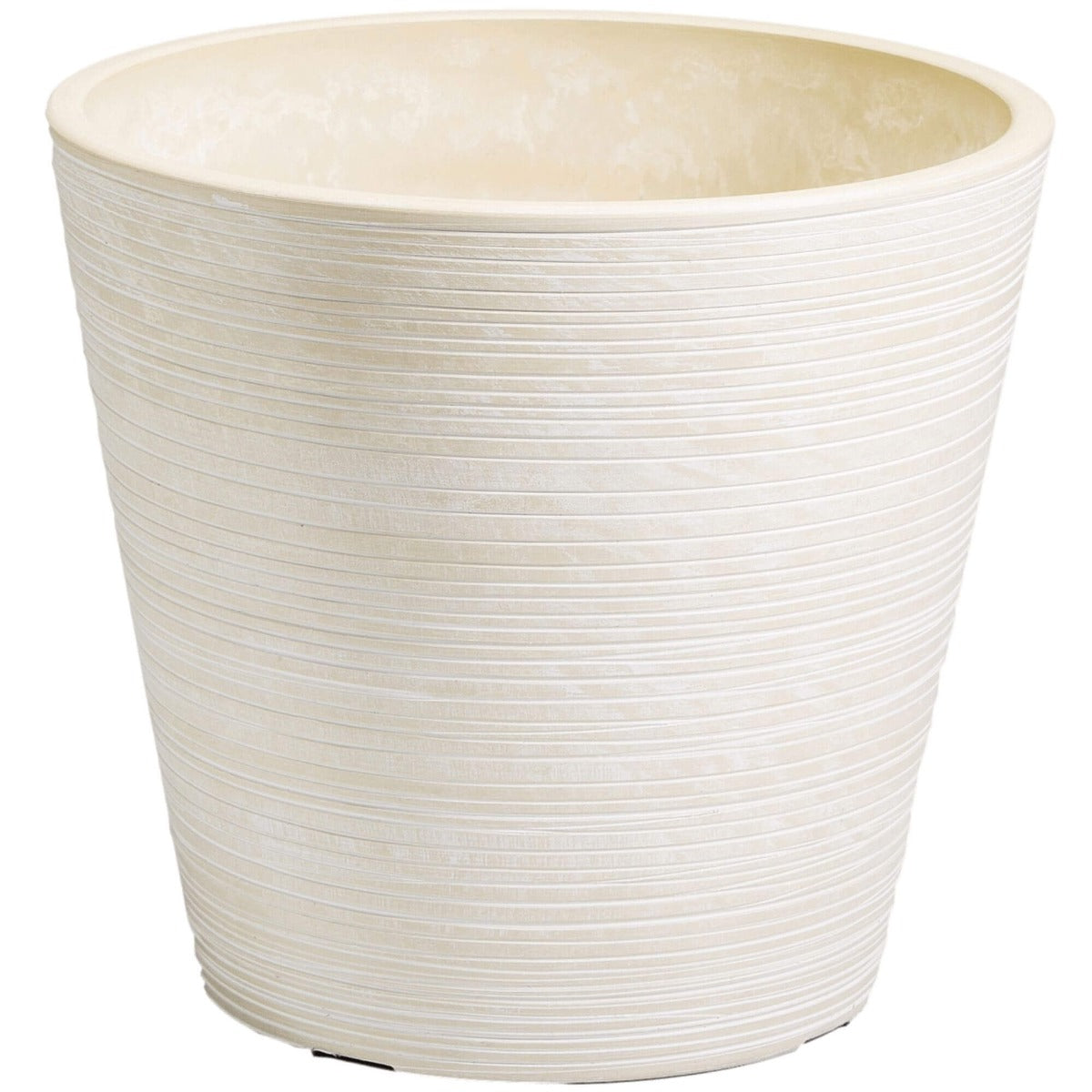 Cream and White Engraved Pot 17cm - BM House & Garden