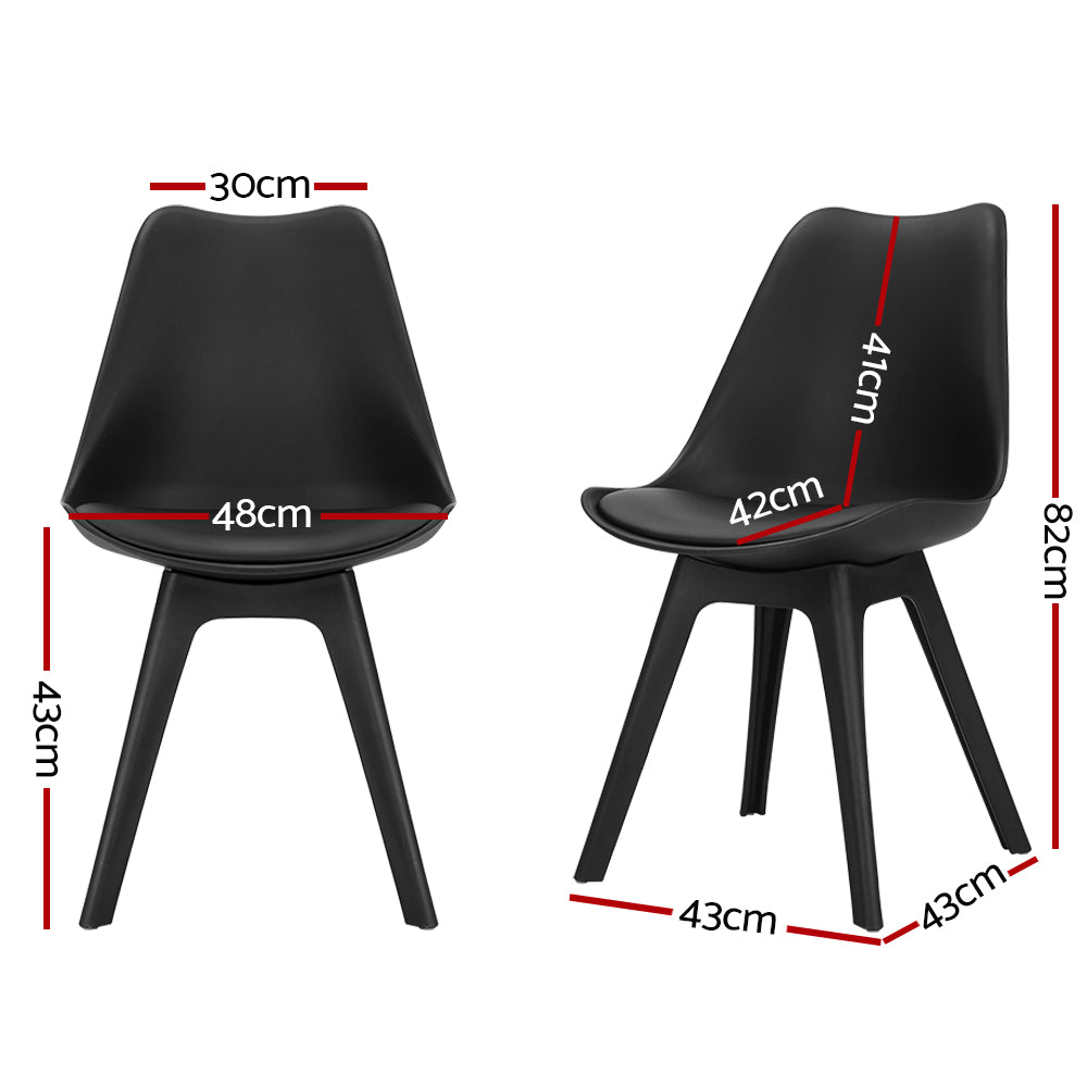 Artiss Set of 4 Black Retro Padded Dining Chairs - BM House & Garden