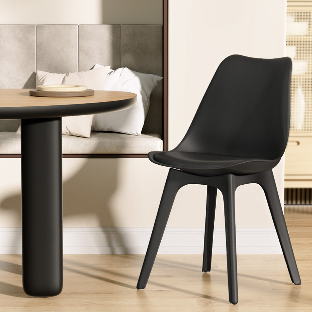 Artiss Set of 4 Black Retro Padded Dining Chairs - BM House & Garden