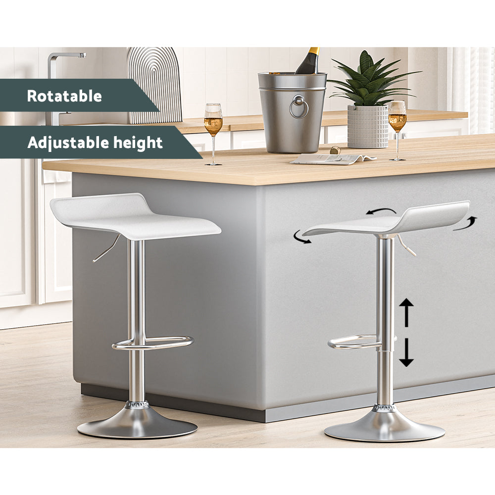 Artiss Set of 2 White Leather Bar Stools - BM House & Garden