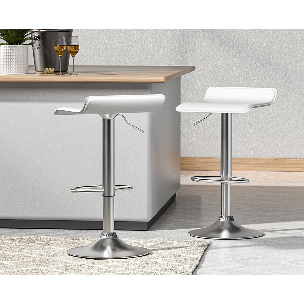 Artiss Set of 2 White Leather Bar Stools - BM House & Garden