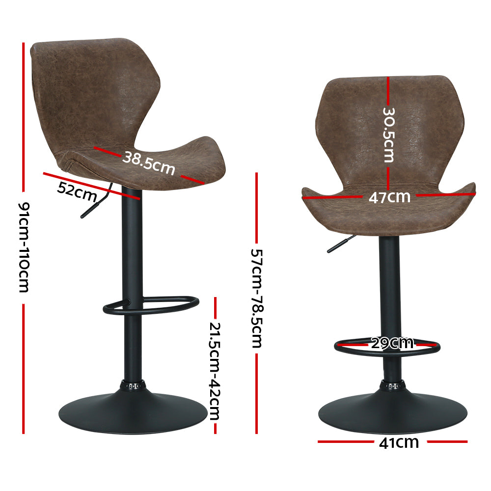 Artiss Set of 2 Bar Stools Kitchen Stool Chairs Metal Barstool Swivel Brown Frawley - BM House & Garden