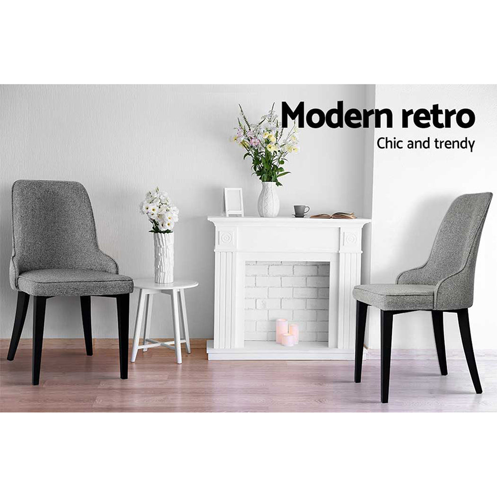 Artiss Set of 2 Grey Fabric Dining Chairs - BM House & Garden