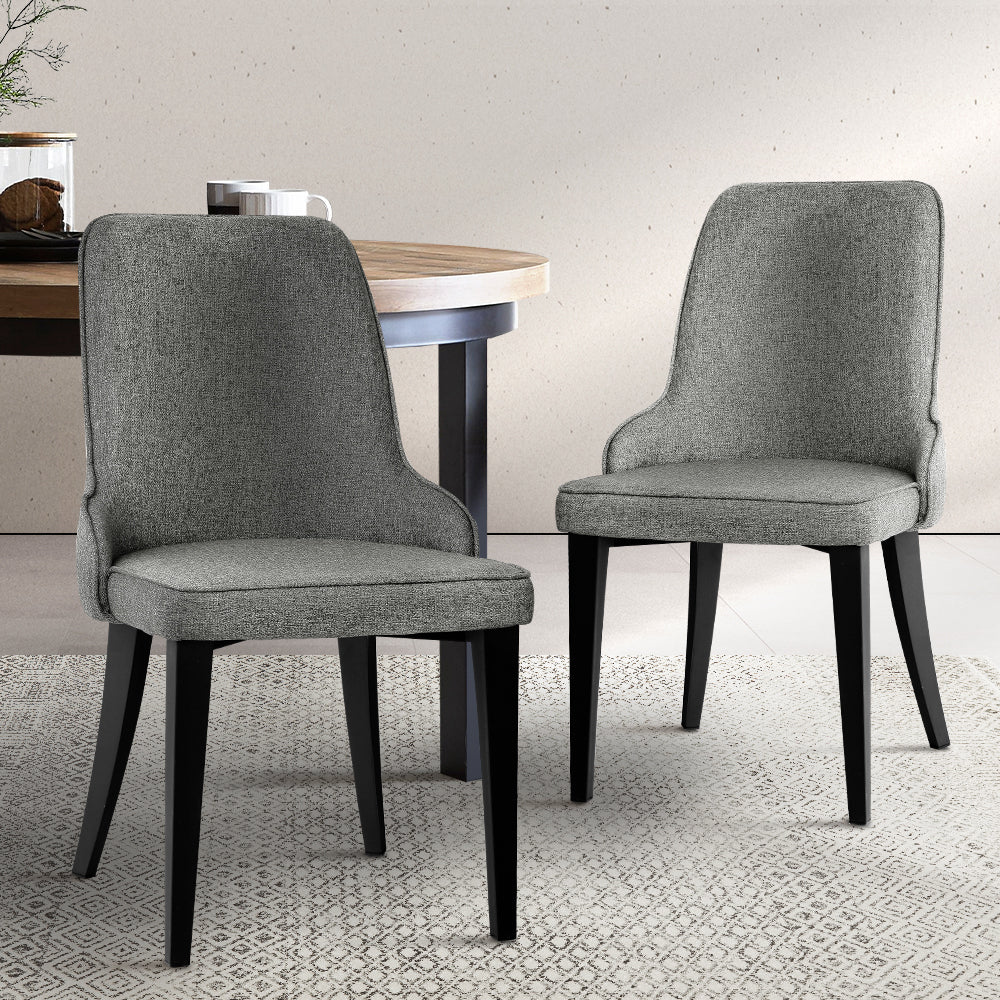 Artiss Set of 2 Grey Fabric Dining Chairs - BM House & Garden