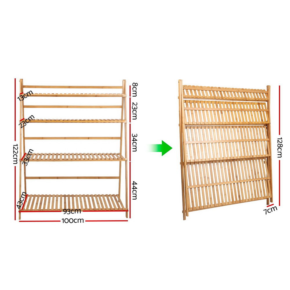 Artiss Bamboo Wooden Ladder Shelf Plant Stand Foldable - BM House & Garden