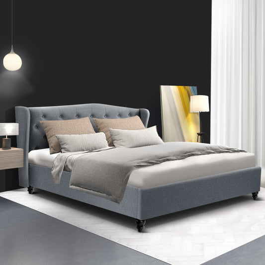 Artiss Pier Bed Frame Fabric - Grey Queen - BM House & Garden