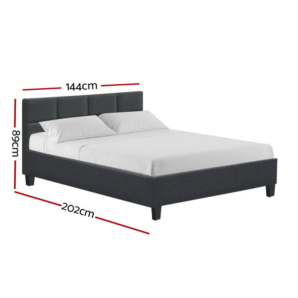 Artiss Tino Bed Frame Double Size Charcoal Fabric - BM House & Garden