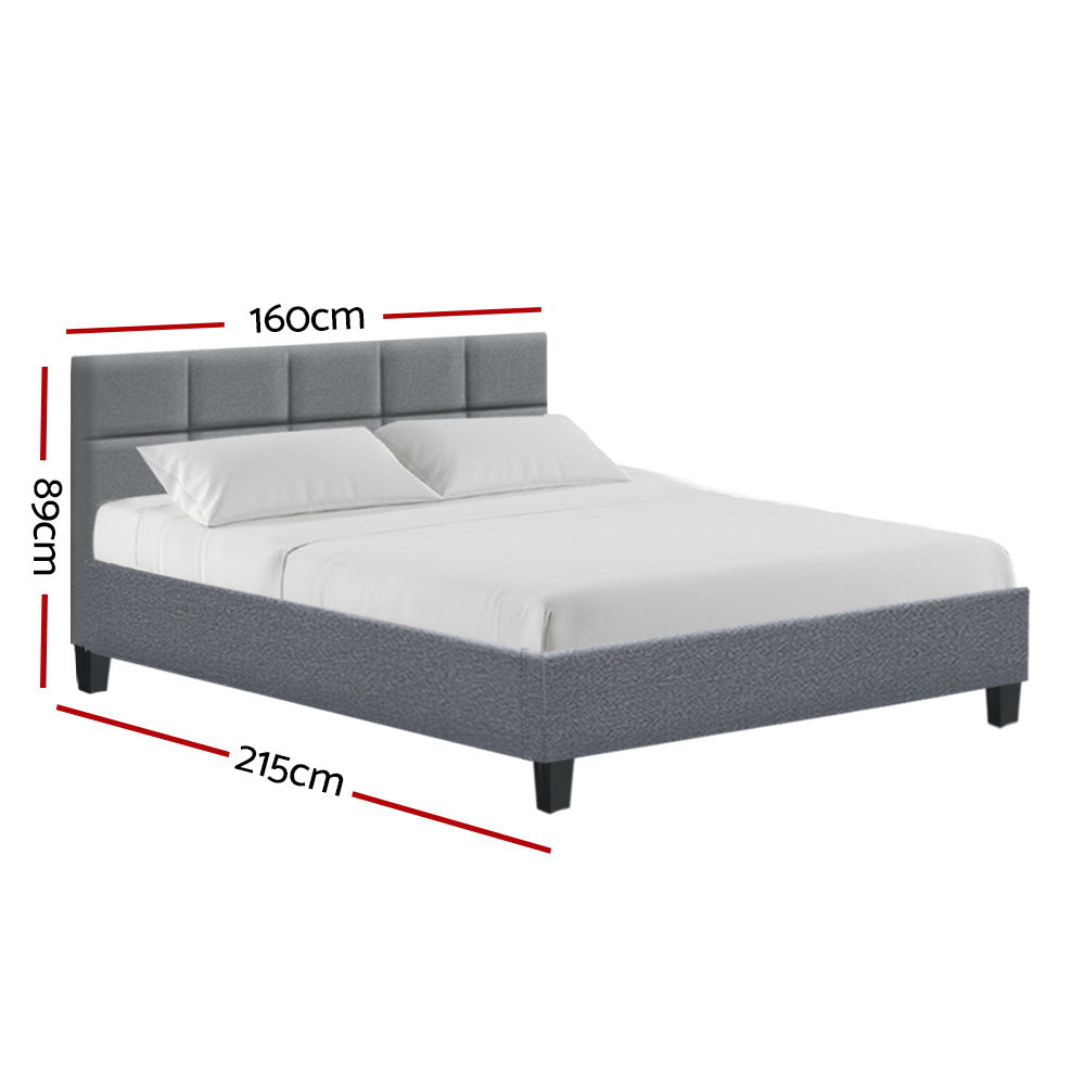 Artiss Tino Bed Frame Queen Size Grey Fabric - BM House & Garden