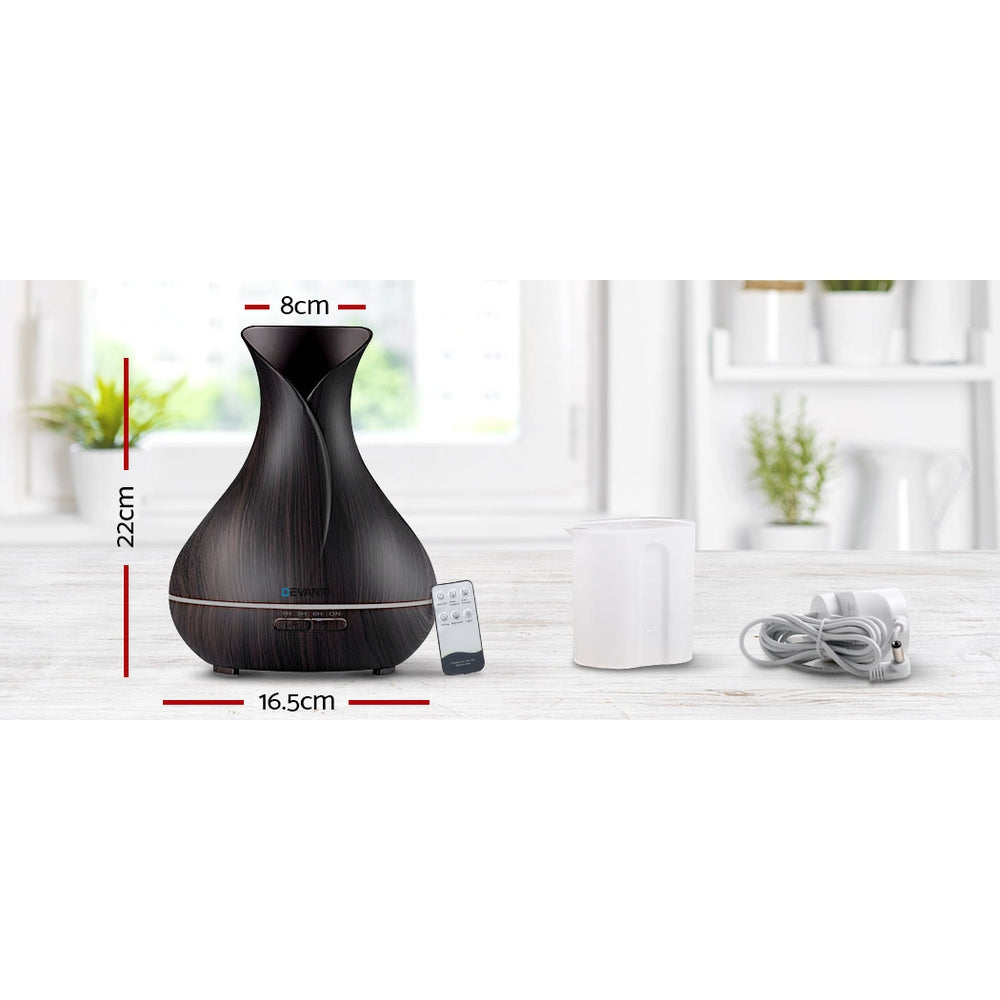 Devanti 400ml 4 in 1 Aroma Diffuser with remote control- Dark Wood - BM House & Garden