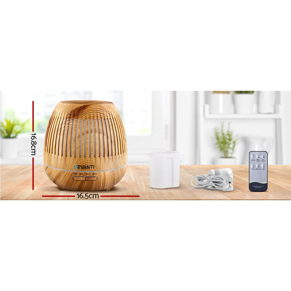 Devanti Aromatherapy Diffuser Aroma Essential Oils Air Humidifier LED Light 400ml - BM House & Garden