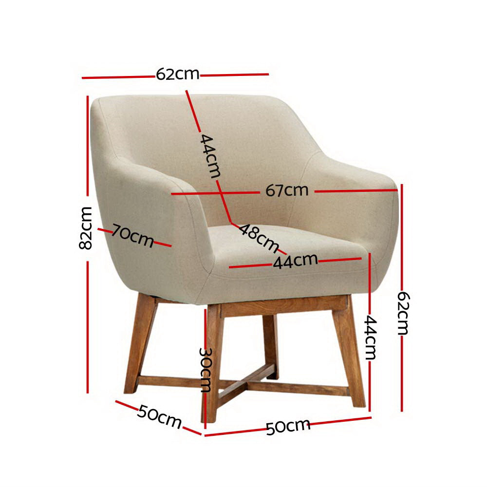 Artiss Fabric Tub Lounge Armchair - Beige - BM House & Garden
