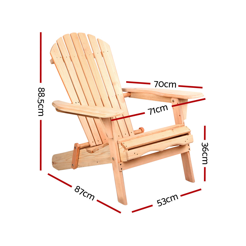 Gardeon Set of 2 Patio Furniture Outdoor Chairs Beach Chair Wooden Adirondack Garden Lounge - BM House & Garden
