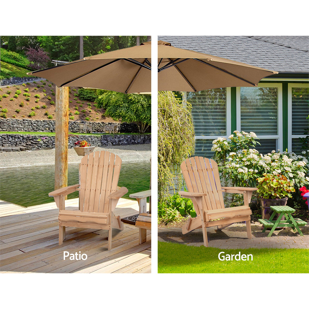 Gardeon Set of 2 Patio Furniture Outdoor Chairs Beach Chair Wooden Adirondack Garden Lounge - BM House & Garden