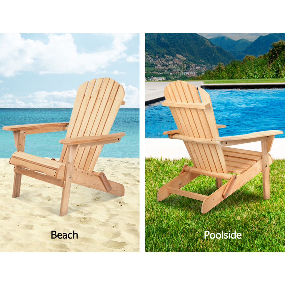 Gardeon Set of 2 Patio Furniture Outdoor Chairs Beach Chair Wooden Adirondack Garden Lounge - BM House & Garden