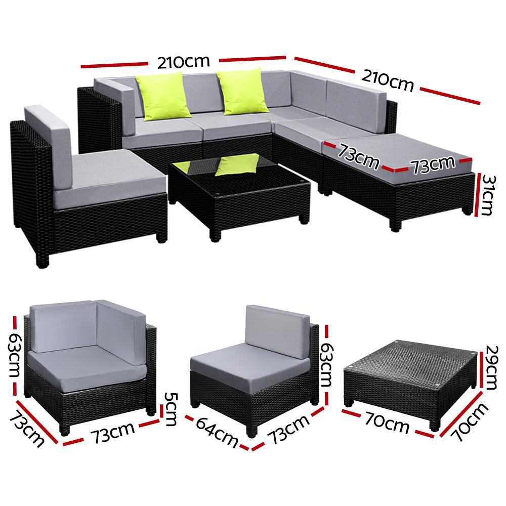 Gardeon 7PC Sofa Set Outdoor Furniture Lounge Setting Wicker Couches Garden Patio Pool - BM House & Garden