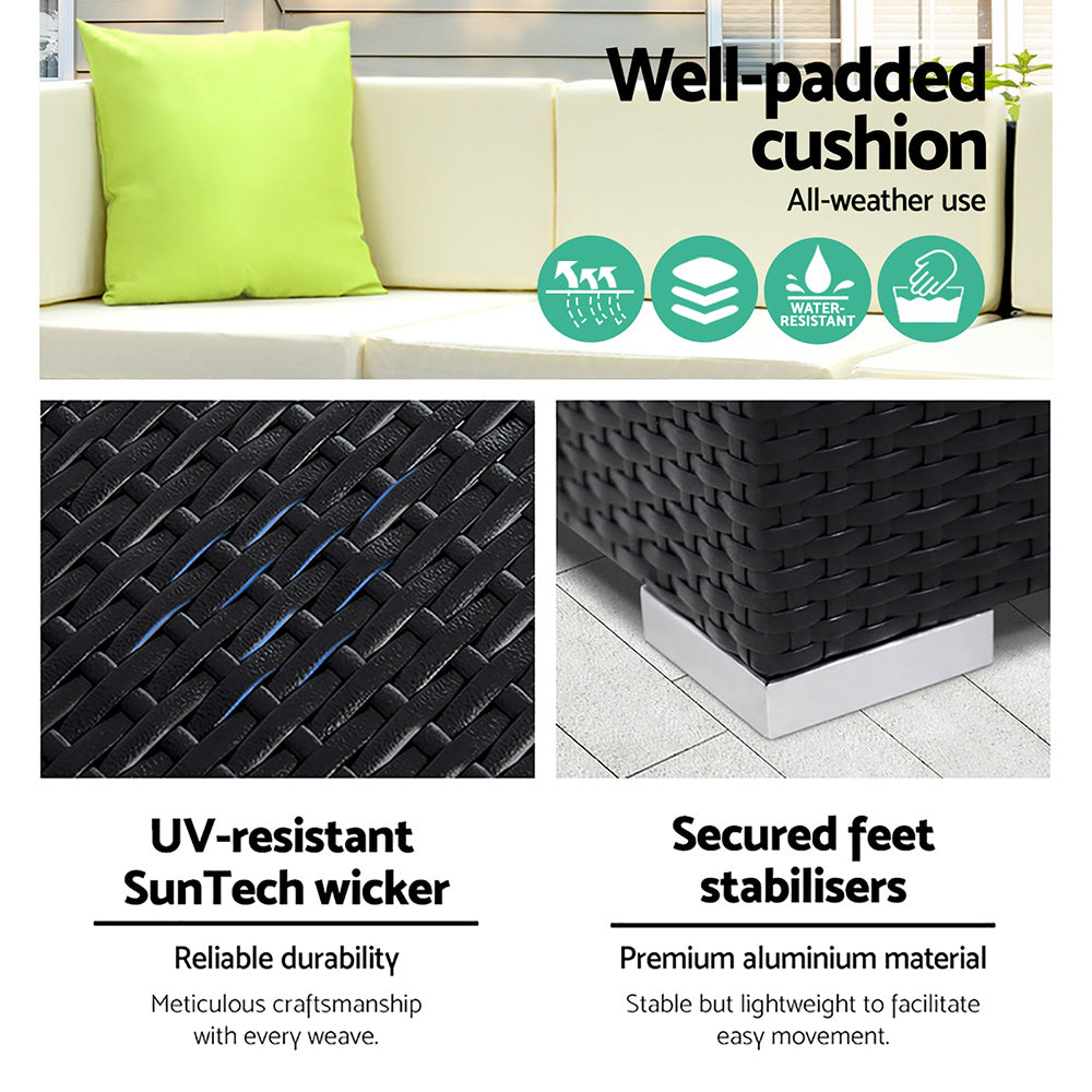 Gardeon 9PC Sofa Set with Storage Cover Outdoor Furniture Wicker - BM House & Garden