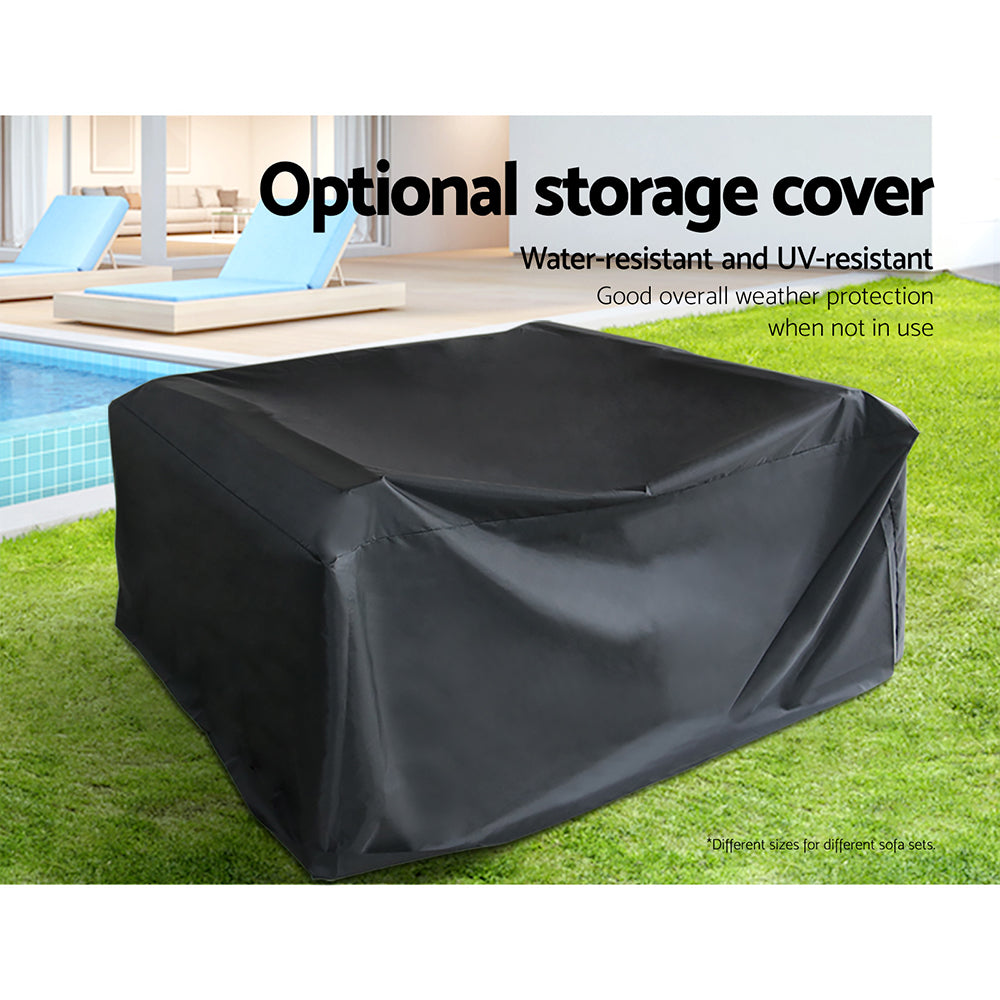 Gardeon 9PC Sofa Set with Storage Cover Outdoor Furniture Wicker - BM House & Garden