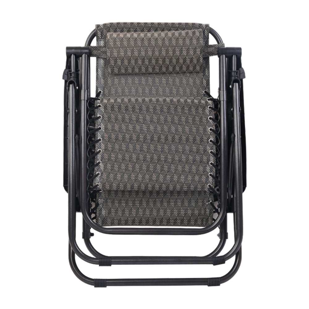Gardeon Set of 2 Zero Gravity Chairs Reclining Outdoor Furniture Sun Lounge Folding Camping Lounger Grey - BM House & Garden