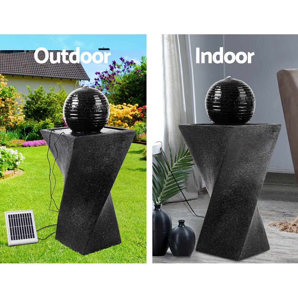 Gardeon Solar Powered Water Fountain Twist Design with Lights - BM House & Garden