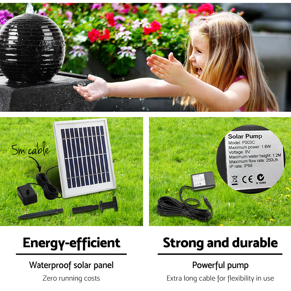 Gardeon Solar Powered Water Fountain Twist Design with Lights - BM House & Garden