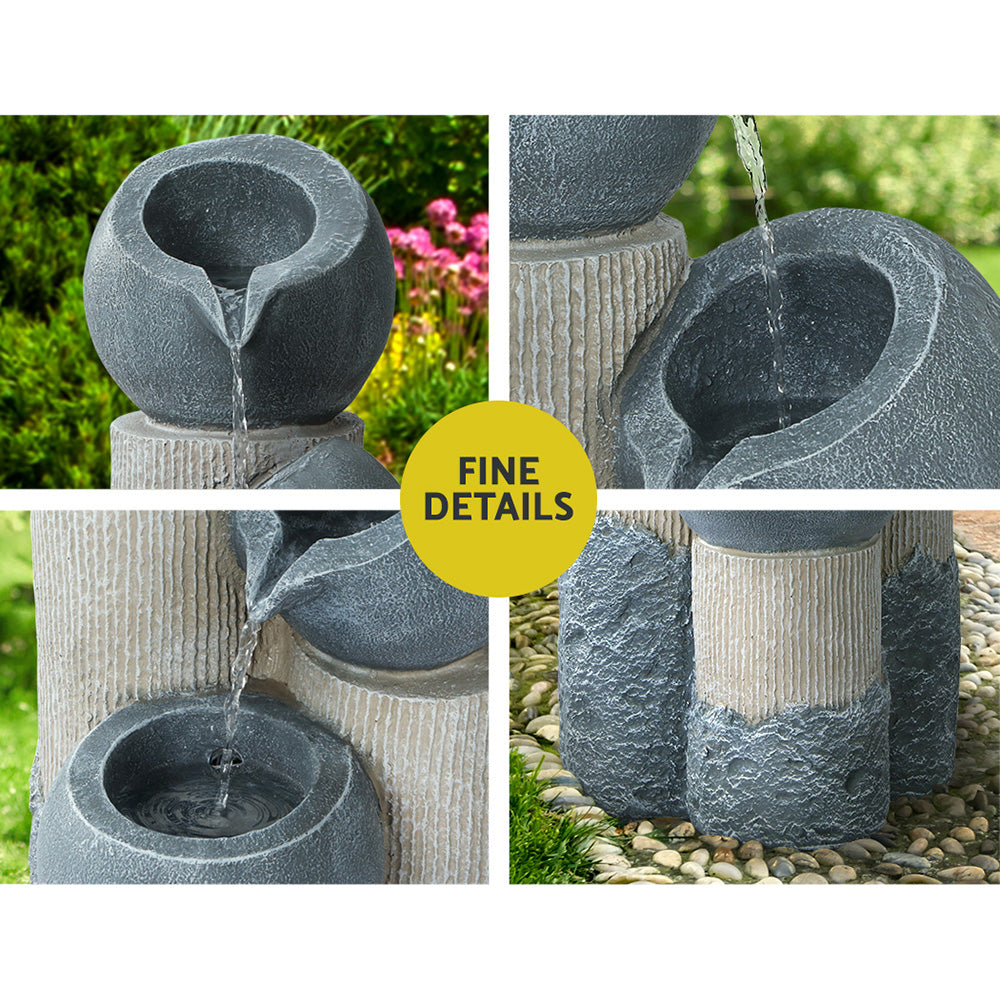 Gardeon Solar Water Fountain Features Outdoor 3 Tiered LED Lights Bird Bath - BM House & Garden