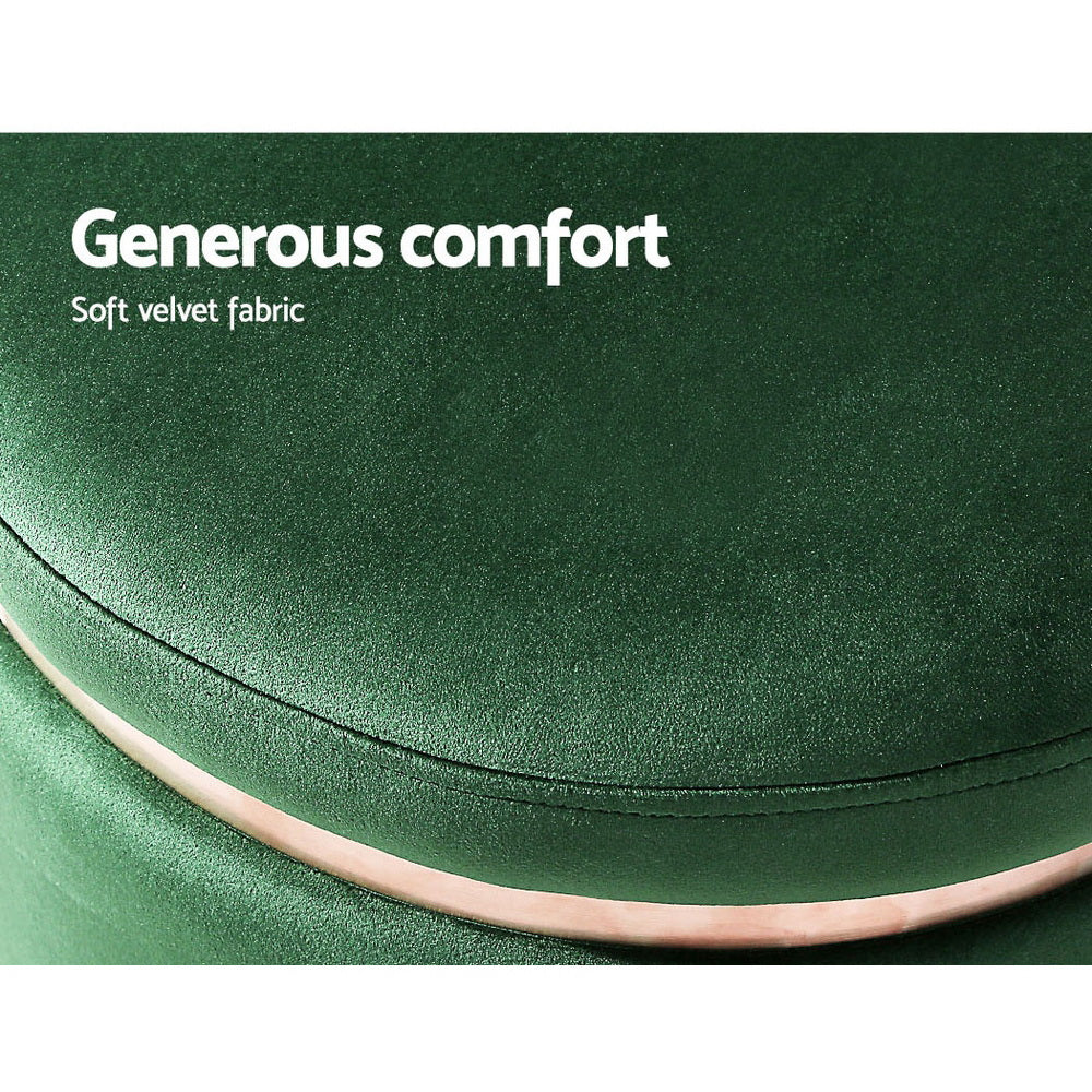 Artiss Ottoman Round Velvet Foot Stool Foot Rest Pouffe Padded Seat Pouf Green - BM House & Garden