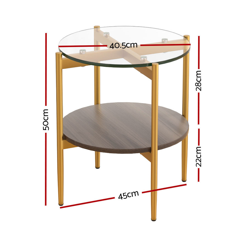 Artiss Coffee Table Side Table Laptop Desk Bedside Sofa Glass Table Metal Frame - BM House & Garden