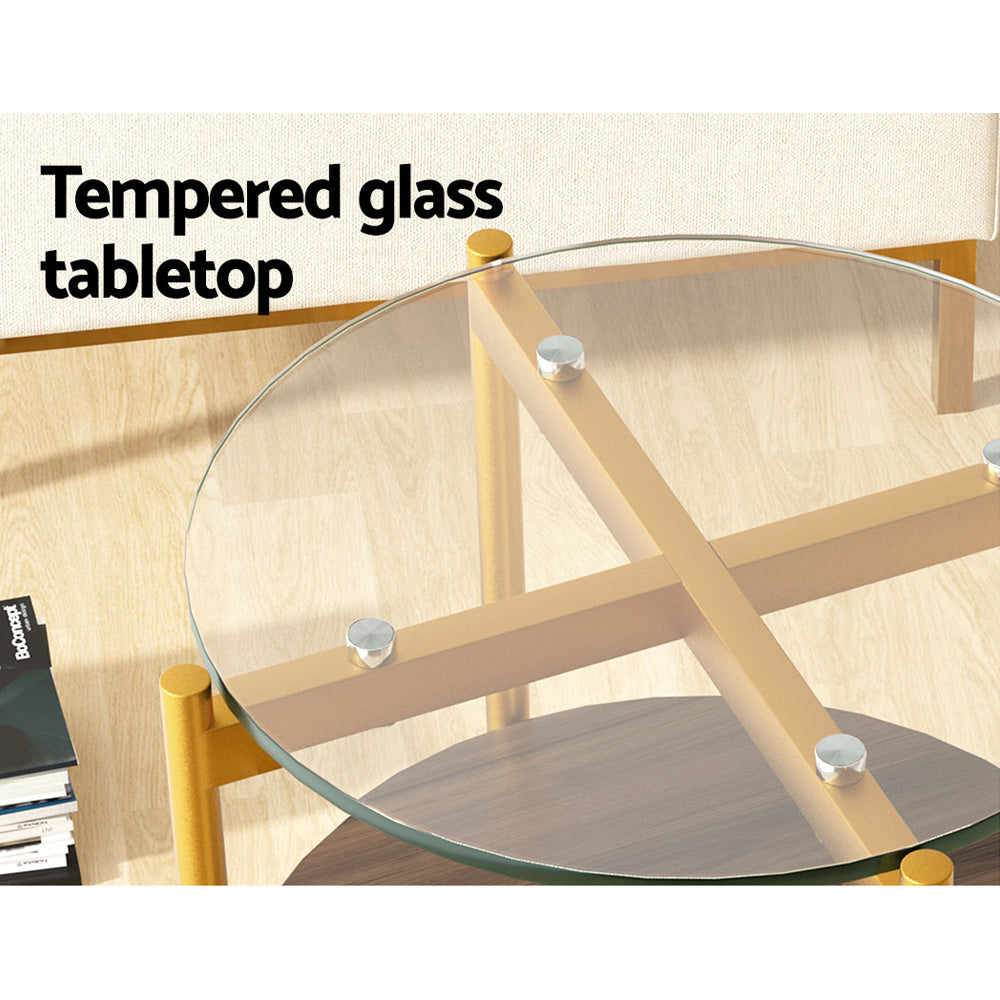 Artiss Coffee Table Side Table Laptop Desk Bedside Sofa Glass Table Metal Frame - BM House & Garden