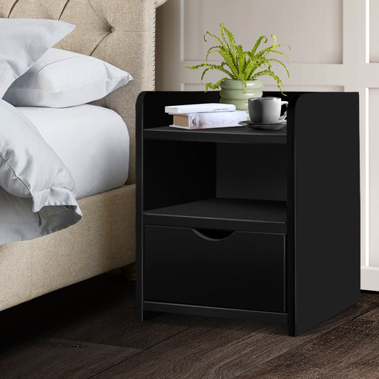 Artiss Bedside Table Drawer - Black - BM House & Garden