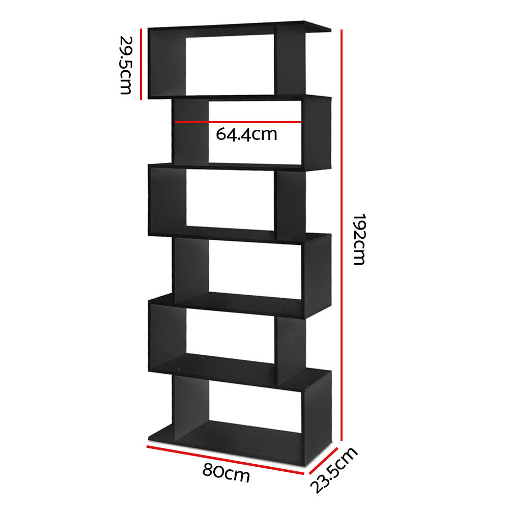 Artiss Riva Black 6 Tier Bookshelf