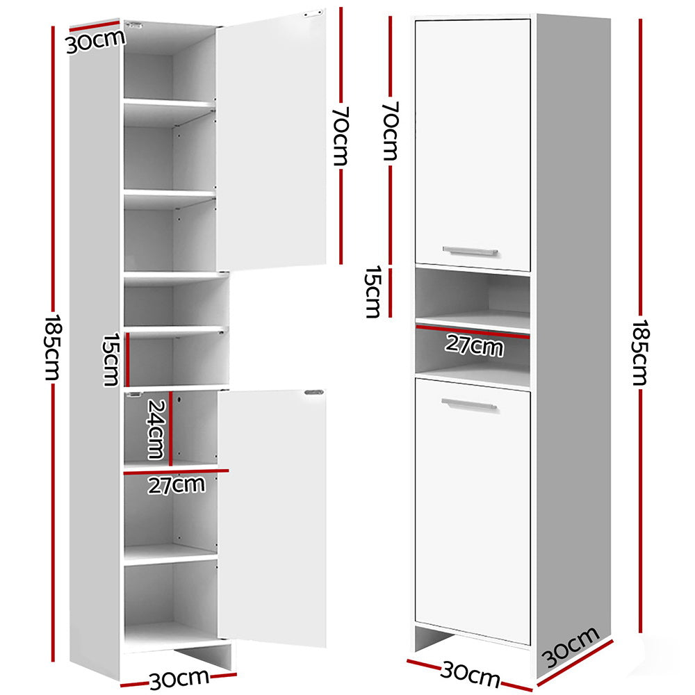 Artiss Bathroom Cabinet Storage 185cm White - BM House & Garden