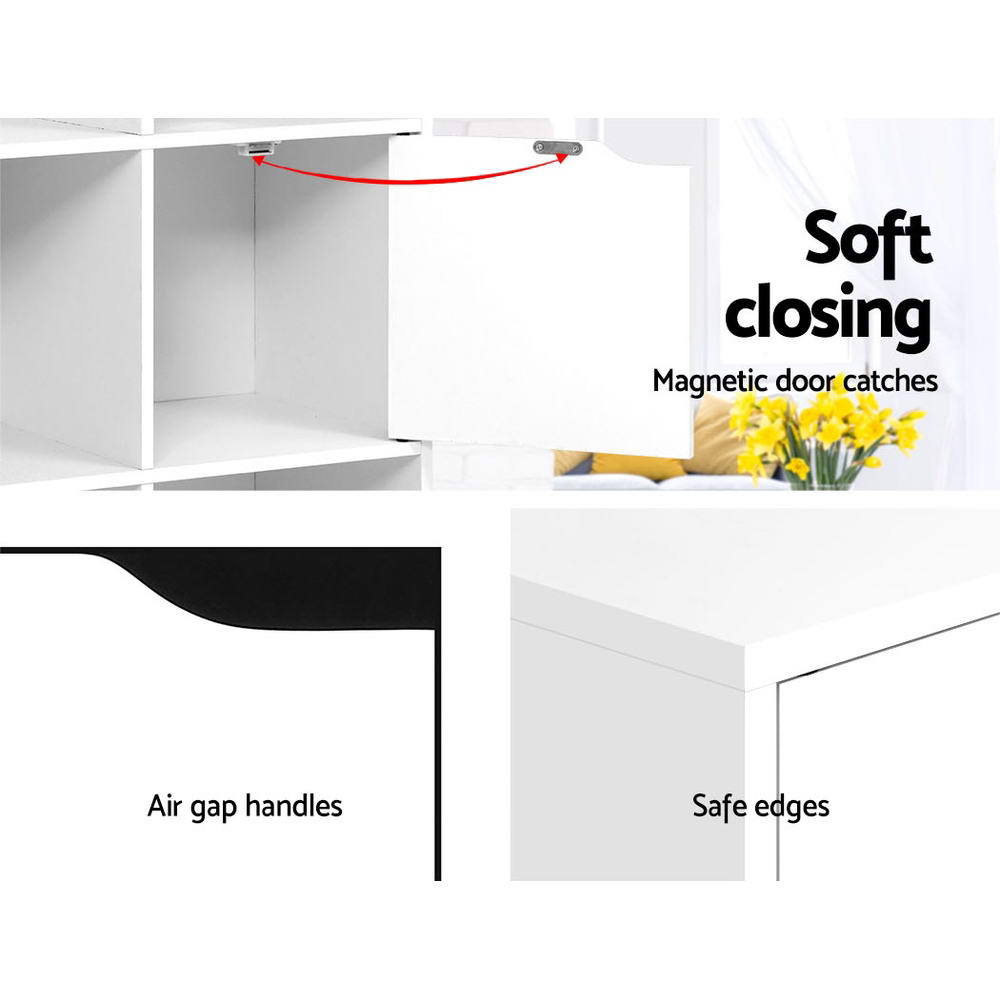 Artiss Display Shelf 8 Cube Storage 4 Door Cabinet Organiser Bookshelf Unit White - BM House & Garden