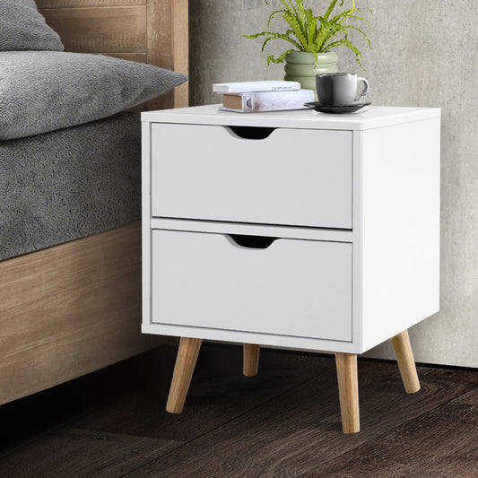 Artiss Bedside Tables Drawers Side Table Nightstand White Storage Cabinet Wood - BM House & Garden