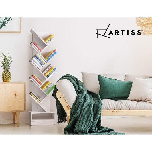 Artiss Display Shelf 9-Shelf Tree Bookshelf Book Storage Rack Bookcase White - BM House & Garden